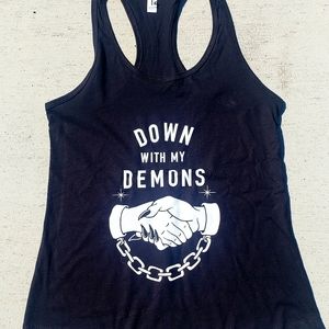 DOWN WITH MY DEMONS LADIES RACERBACK TANK-TOP